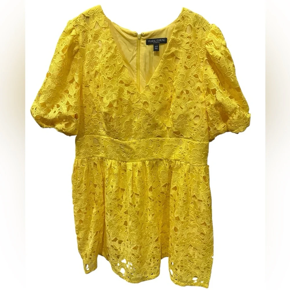 Prabal Gurung Bright Yellow mini dress plus size 20 - Picture 7 of 12